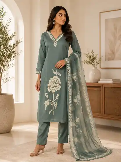 Green floral salwar suit  - UNNATI NX HOSIERY & FASHION