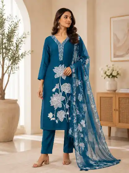 Green Roman silk salwar suit - UNNATI NX HOSIERY & FASHION