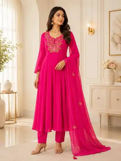 Pink mulchanderi suit - UNNATI NX HOSIERY & FASHION