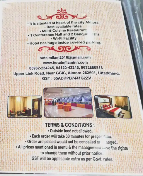 MENU - HOTEL MILAM INN