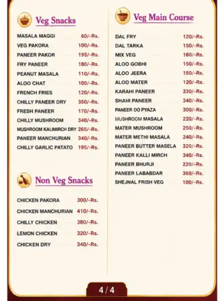 MENU - HOTEL BHAVISHYA INN BAGESHWAR