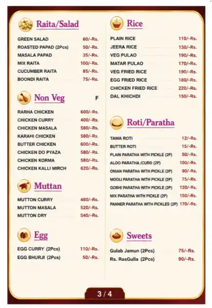 MENU - HOTEL BHAVISHYA INN BAGESHWAR