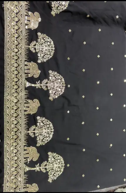 kadhai in armani fabric (black) - V.K. COAT WALA