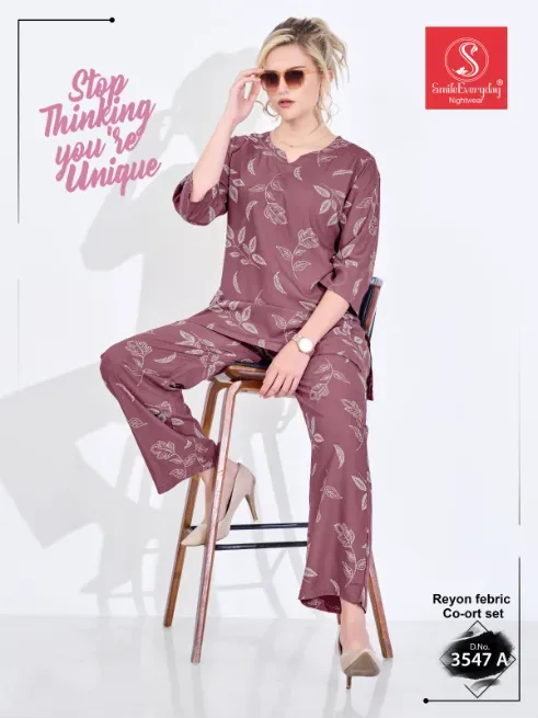 3547 reyon co-ord set  - UNNATI NX HOSIERY & FASHION