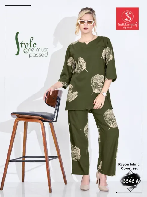 3546 reyon co-ord set  - UNNATI NX HOSIERY & FASHION