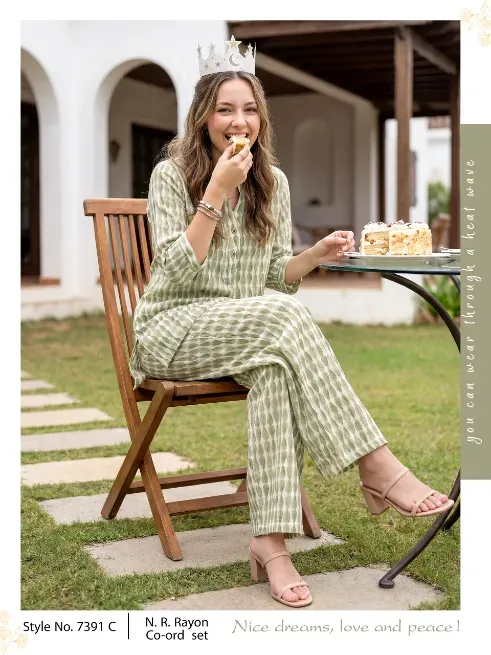 7391C reyon co-ord set  - UNNATI NX HOSIERY & FASHION