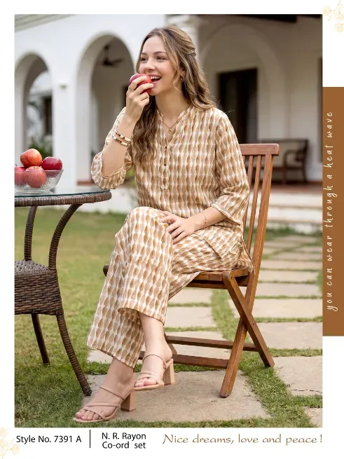 7391A reyon co-ord set  - UNNATI NX HOSIERY & FASHION