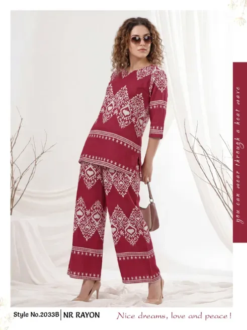 2033B reyon co-ord set  - UNNATI NX HOSIERY & FASHION