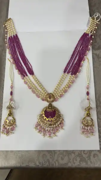 Long Necklace Set Jadau Moti - RAM SWAROOP MOTI LAL AGRAWAL JEWELLERS