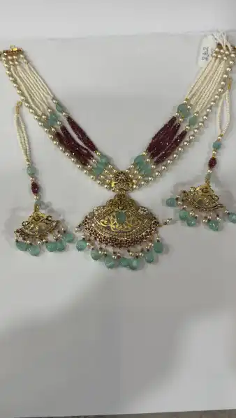 Long Necklace Set Jadau Moti - RAM SWAROOP MOTI LAL AGRAWAL JEWELLERS