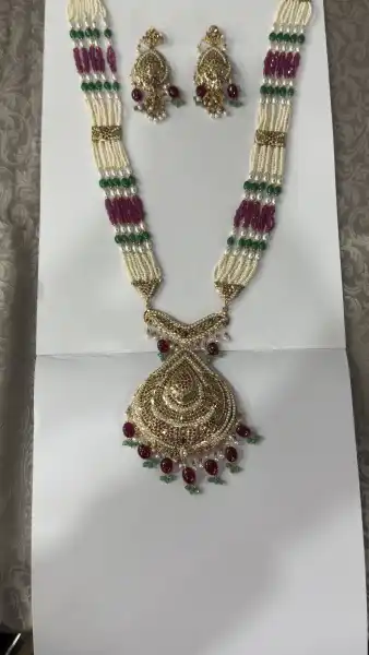 Long Necklace Set Jadau Moti - RAM SWAROOP MOTI LAL AGRAWAL JEWELLERS
