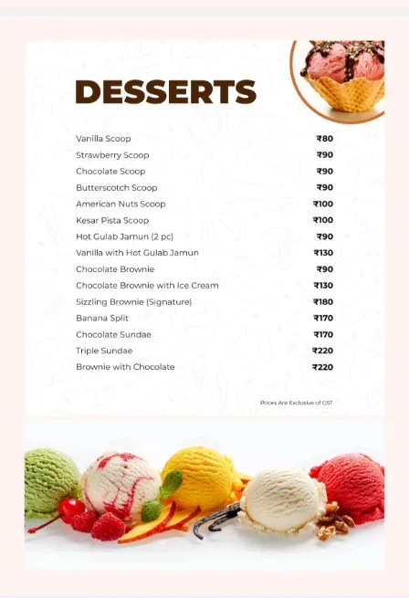 MENU - HOTEL SHRIDHAR INN