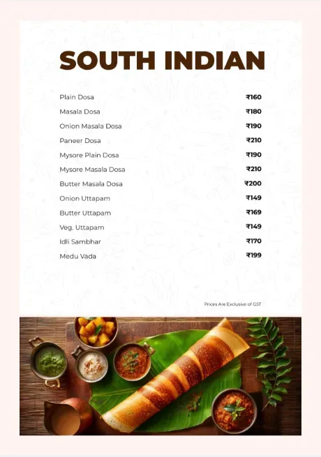 MENU - HOTEL SHRIDHAR INN