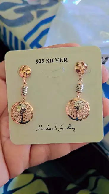 925 sterling rose gold silver ear rings - JUGAL KISHORE PRAKASH NARAYAN JEWELLERS