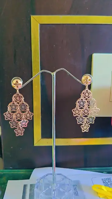 925 sterling rose gold silver ear rings - JUGAL KISHORE PRAKASH NARAYAN JEWELLERS